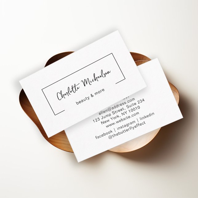 Minimal, Handwriting, White Business Card (Creator Uploaded)