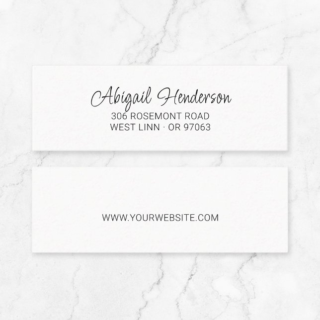 Minimal Handwritten 10a | Mini Business Card (Elegant quiet luxury typography mini business card - minimalist modern script business essentials.)