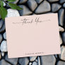 Minimal handwritten script light pink thank you note card