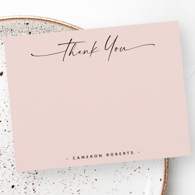 Minimal handwritten script light pink thank you note card (Minimal handwritten script light pink thank you note card)