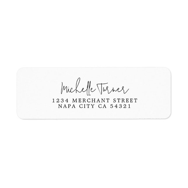Minimal Handwritten Script Modern Return Address  Label (Front)