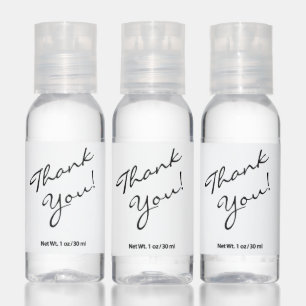 Minimal Handwritten Thank You in Black and White Hand Sanitizer