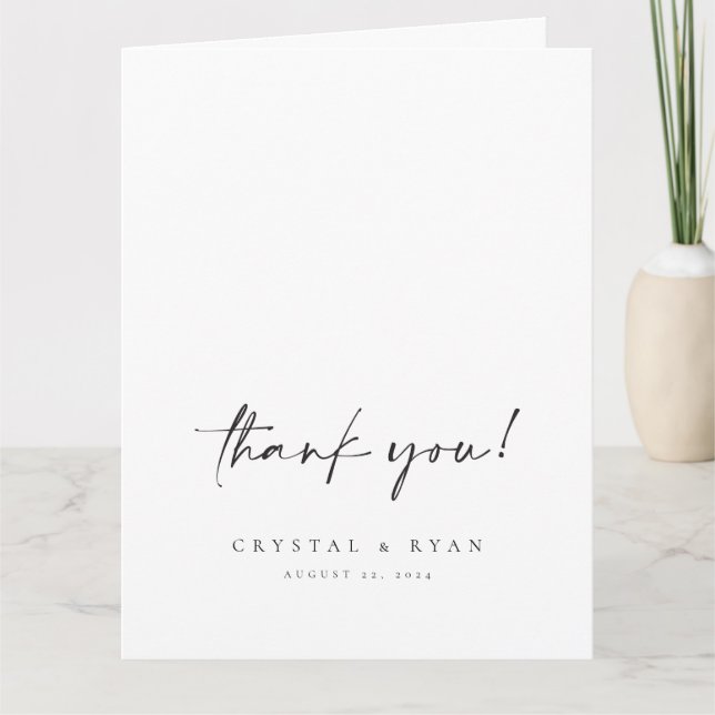 Minimal Handwritten Wedding Blank Thank you Card (Front)