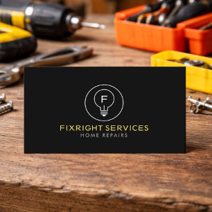 Minimal Handyman Services Logo Black Business Card
