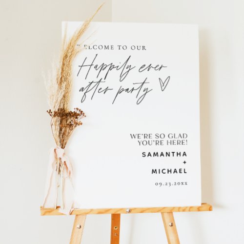 Minimal Happily Ever After Party Elopement Welcome Foam Board