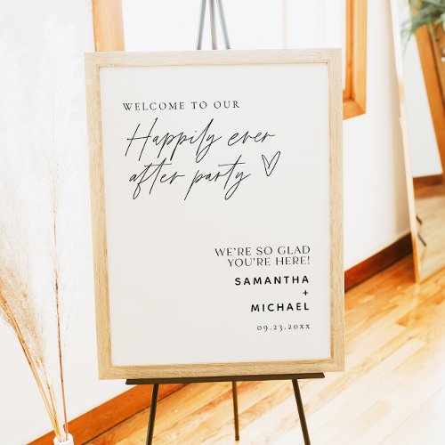 Minimal Happily Ever After Party Elopement Welcome Poster
