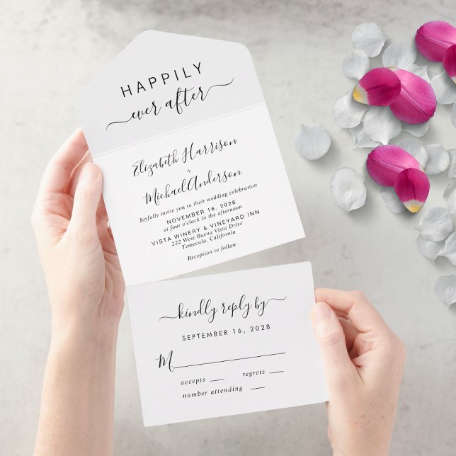 Minimal Happily Ever After Wedding All In One Invitation (Creator Uploaded)