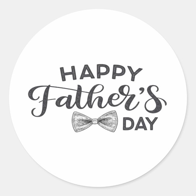 Minimal Happy Father's Day Round Sticker with Hand (Front)