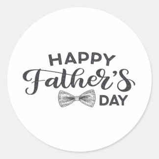 Minimal Happy Father's Day Round Sticker with Hand
