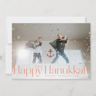 Minimal Happy Hanukkah Holiday Photo Peach