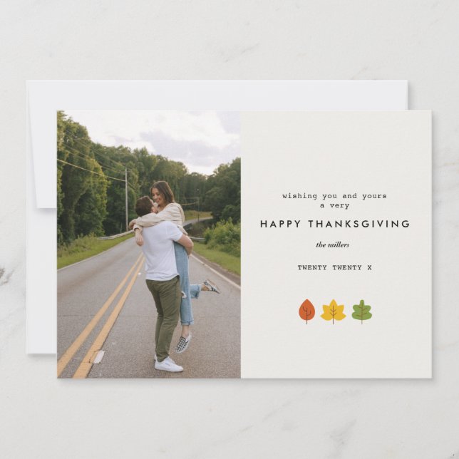 MINIMAL HAPPY THANKSGIVING | Family Photo Card (Front)