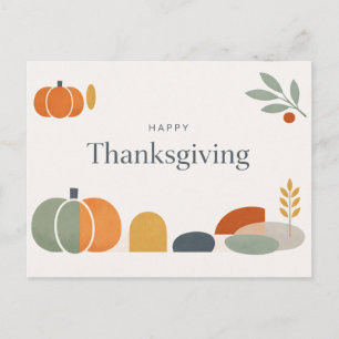 Minimal Happy Thanksgiving Geometric Pumpkin Holiday Postcard