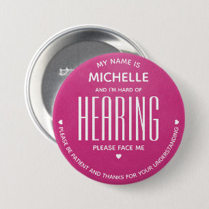 Minimal Hard of Hearing Impaired Pink Special Button