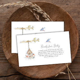 Minimal Hatching Soon Bird Nest Books Baby Shower Enclosure Card