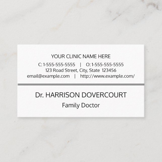 Minimal, Health Care Professional Business Card (Front)