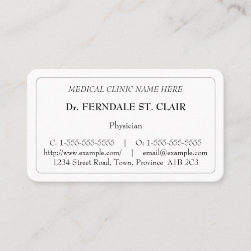 Minimal Health Care Specialist Business Card