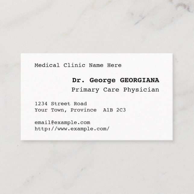 Minimal, Healthcare Specialist Business Card (Front)
