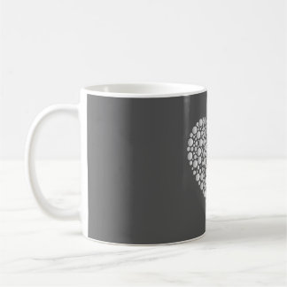 Minimal Heart Circles – White Gradient on Dark  Coffee Mug