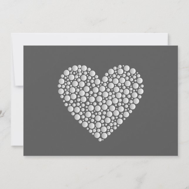 Minimal Heart Circles – White Gradient on Dark  Invitation (Front)
