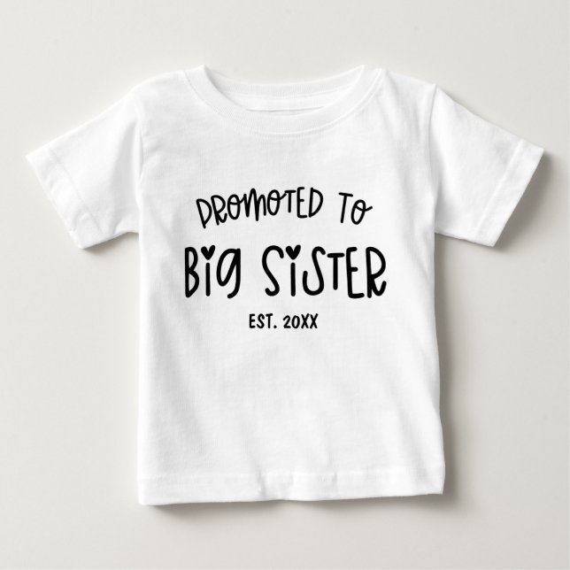 Minimal Heart Custom Year Promoted To Big Sister  Baby T-Shirt (Front)