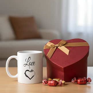 Minimal Heart & Love Typography Mug
