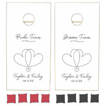 Minimal Heart Modern Custom Names Wedding Cornhole