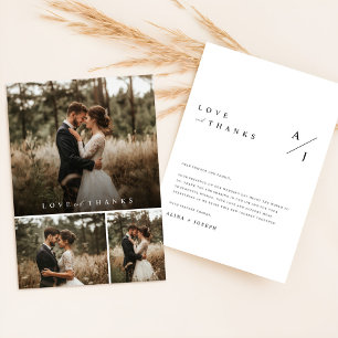 Minimal Heart Script Wedding Photo Collage Thank You Card