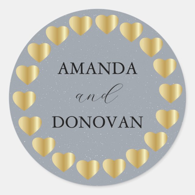 Minimal Hearts Dusty Blue Wedding Envelope Seal (Front)