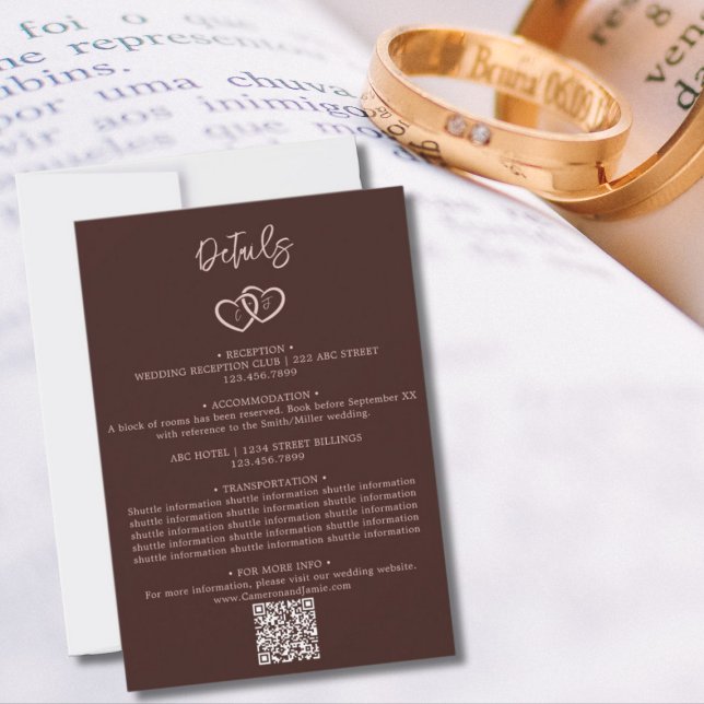 Minimal Hearts QR Code Wedding Details Enclosure Note Card (Minimal Hearts QR Code Wedding Details Enclosure Note Card)