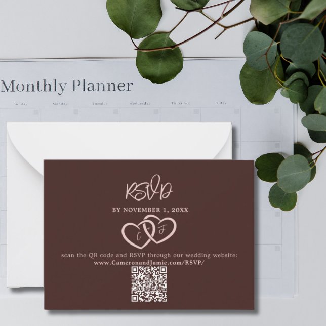 Minimal Hearts Red QR Code Wedding RSVP Enclosure Note Card (Minimal Hearts Red QR Code Wedding RSVP Enclosure Note Card)