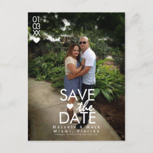 Minimal Hearts Save The Dates Photo Postcard