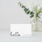 Minimal Hello | Modern Heart Clean Simple White Business Card (Standing Front)