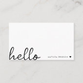 Minimal Hello | Modern Heart Clean Simple White Business Card (Front)