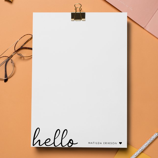 Minimal Hello | Modern Heart Clean Simple White Letterhead (Creator Uploaded)