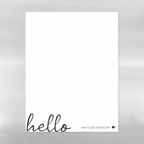 Minimal Hello  Modern Heart Clean Simple White Magnetic Dry Erase Sheet