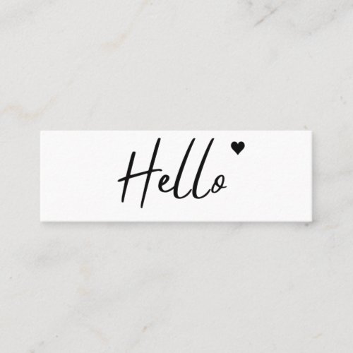 Minimal Hello Modern Heart Clean Simple White Mini Mini Business Card