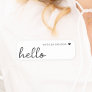 Minimal Hello | Modern Heart Clean Simple White Name Tag