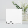 Minimal Hello | Modern Heart Clean Simple White Note Card