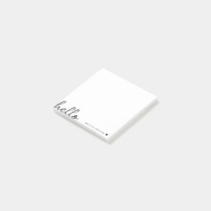 Minimal Hello Modern Heart Clean Simple White Post-it Notes