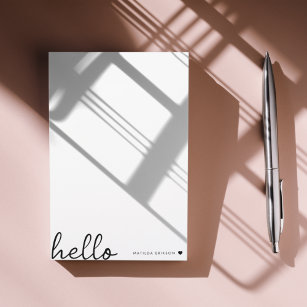 Minimal Hello   Modern Heart Clean Simple White Post-it Notes