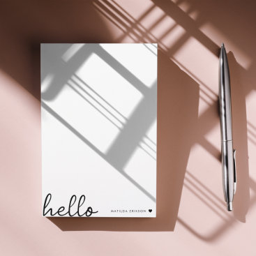 Minimal Hello | Modern Heart Clean Simple White Post-it Notes