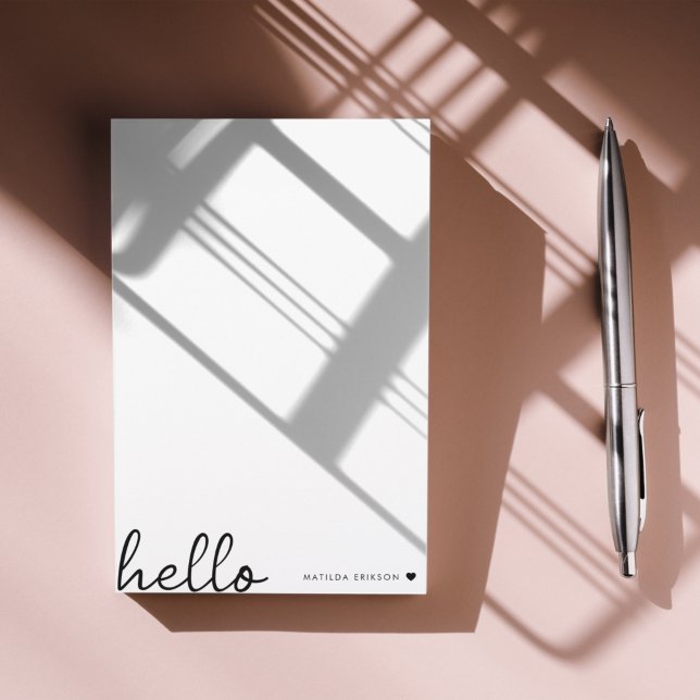 Minimal Hello | Modern Heart Clean Simple White Post-it Notes (Creator Uploaded)