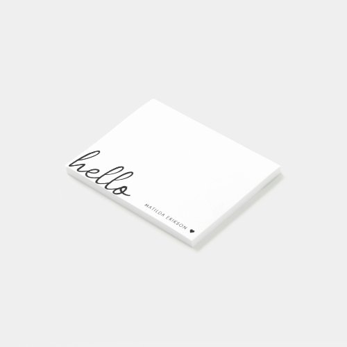 Minimal Hello  Modern Heart Clean Simple White Post_it Notes