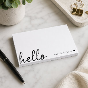Minimal Hello Name Personalized Sticky Pad Post-it Notes