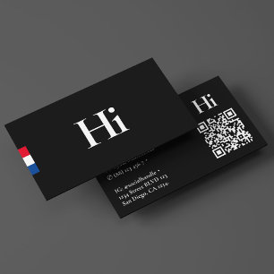 Minimal Hi Black Red White Blue Professional Business Card