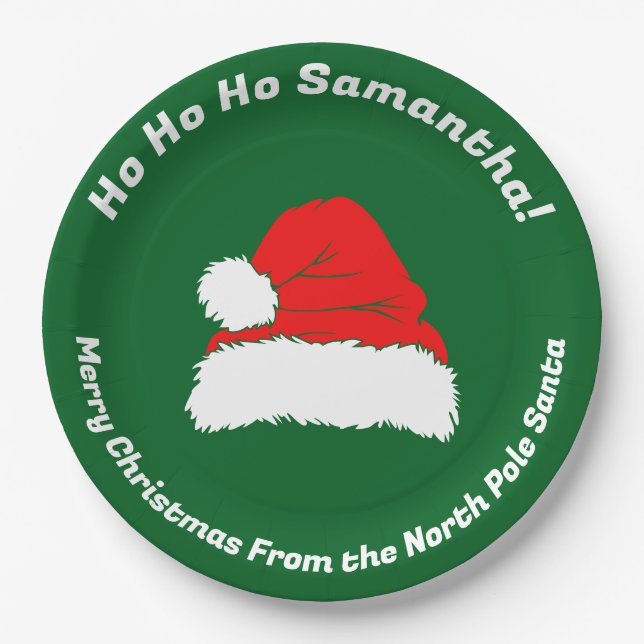 Minimal Ho ho ho Santa Merry Christmas Paper Plates (Front)