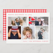 Minimal Holiday Photo Collage | Red Gingham (Front/Back)