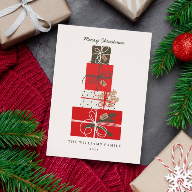 Minimal Holiday Scandi Style Gifts Stack Non-Photo Card (Creator Uploaded)