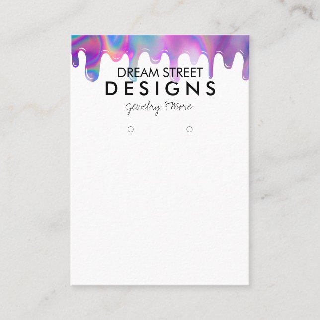 Minimal Holographic Drip Earring Display Card (Front)