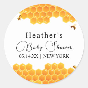 Minimal Honey Bumblebee Boy Baby Shower Classic Round Sticker